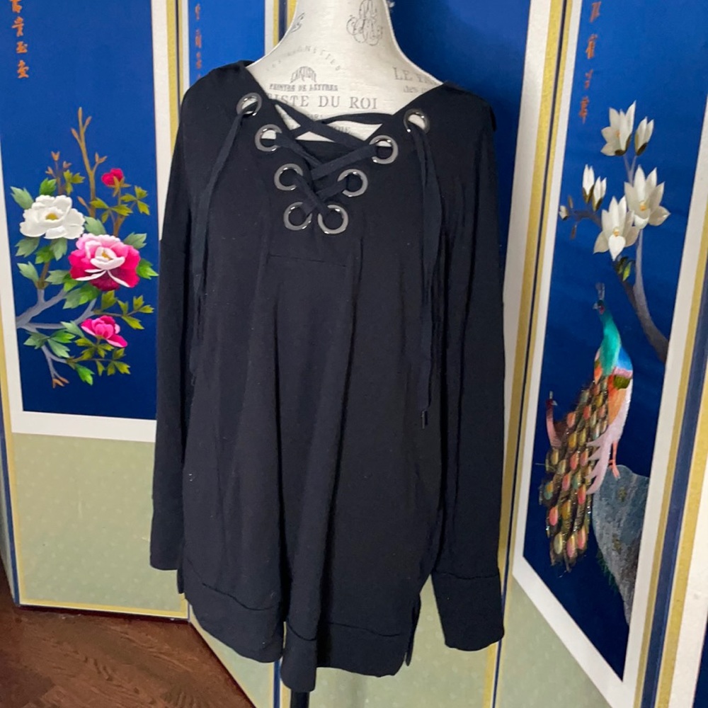 Big lace up hooded tunic